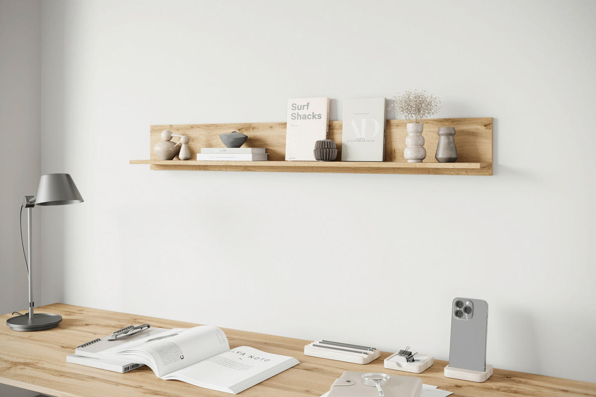 WANDBOARD in 138,5/18/12 cm Eiche Wotan  - Eiche Wotan, Design, Holzwerkstoff (138,5/18/12cm) - Livetastic