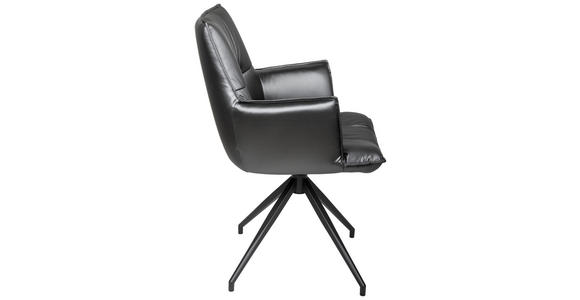 ARMLEHNSTUHL in Eisen Lederlook - Schwarz/Grau, Design, Textil/Metall (59/89,5/63cm) - Novel