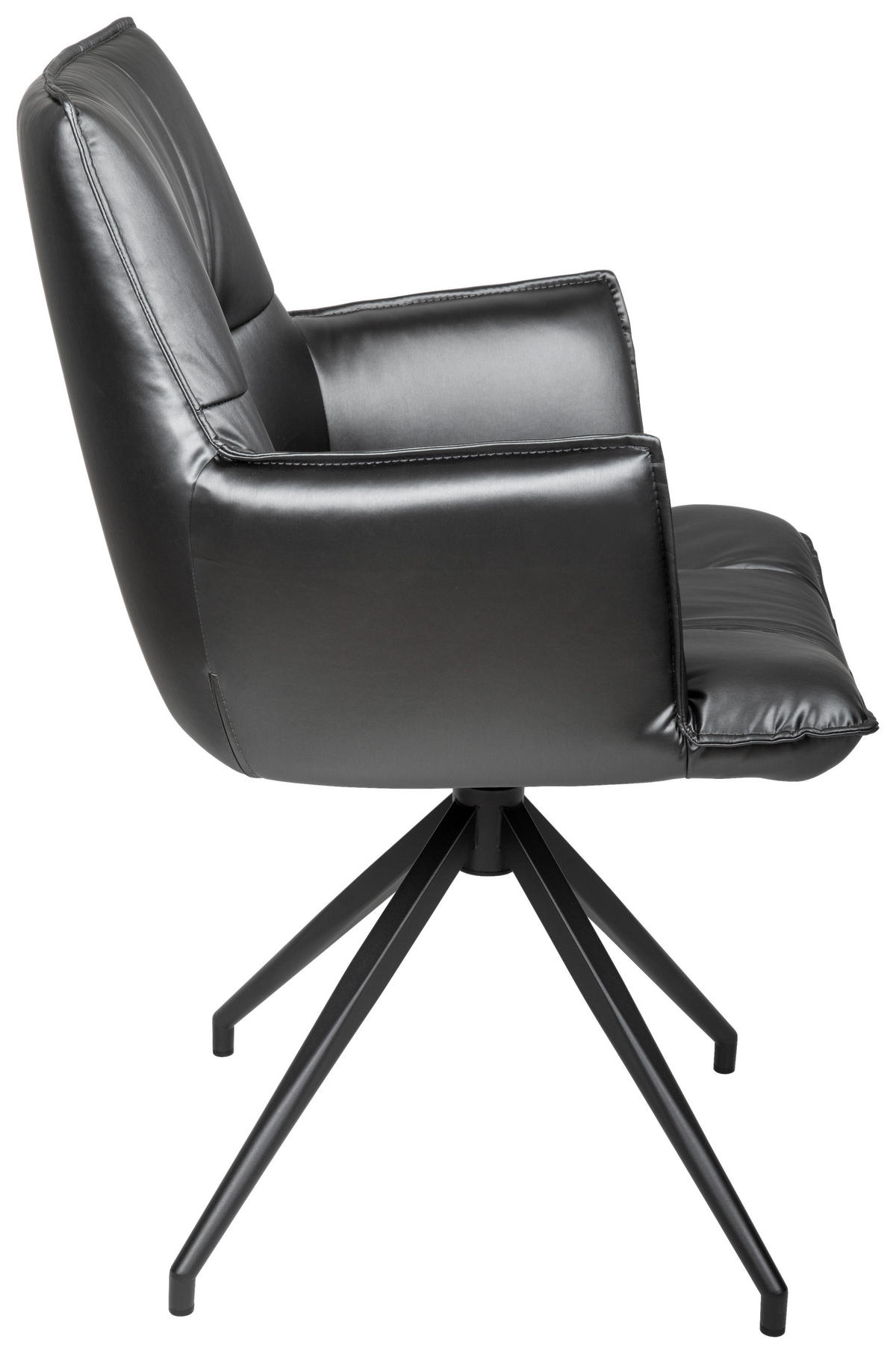 ARMLEHNSTUHL  in Eisen Lederlook  - Schwarz/Grau, Design, Textil/Metall (59/89,5/63cm) - Novel