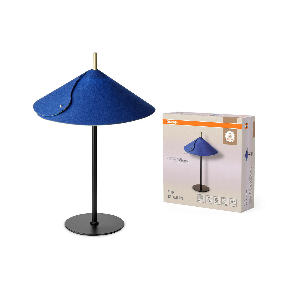 TISCHLEUCHTE 35/52 cm   - Blau, Basics, Glas/Textil (35/52cm) - Osram