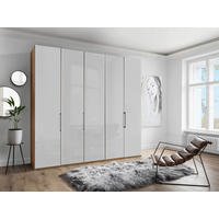 FALTTÜRENSCHRANK 250/216/58 cm 3-türig Weiß, Eiche Bianco  - Schieferfarben/Eiche Bianco, KONVENTIONELL, Glas/Holzwerkstoff (250/216/58cm) - Dieter Knoll