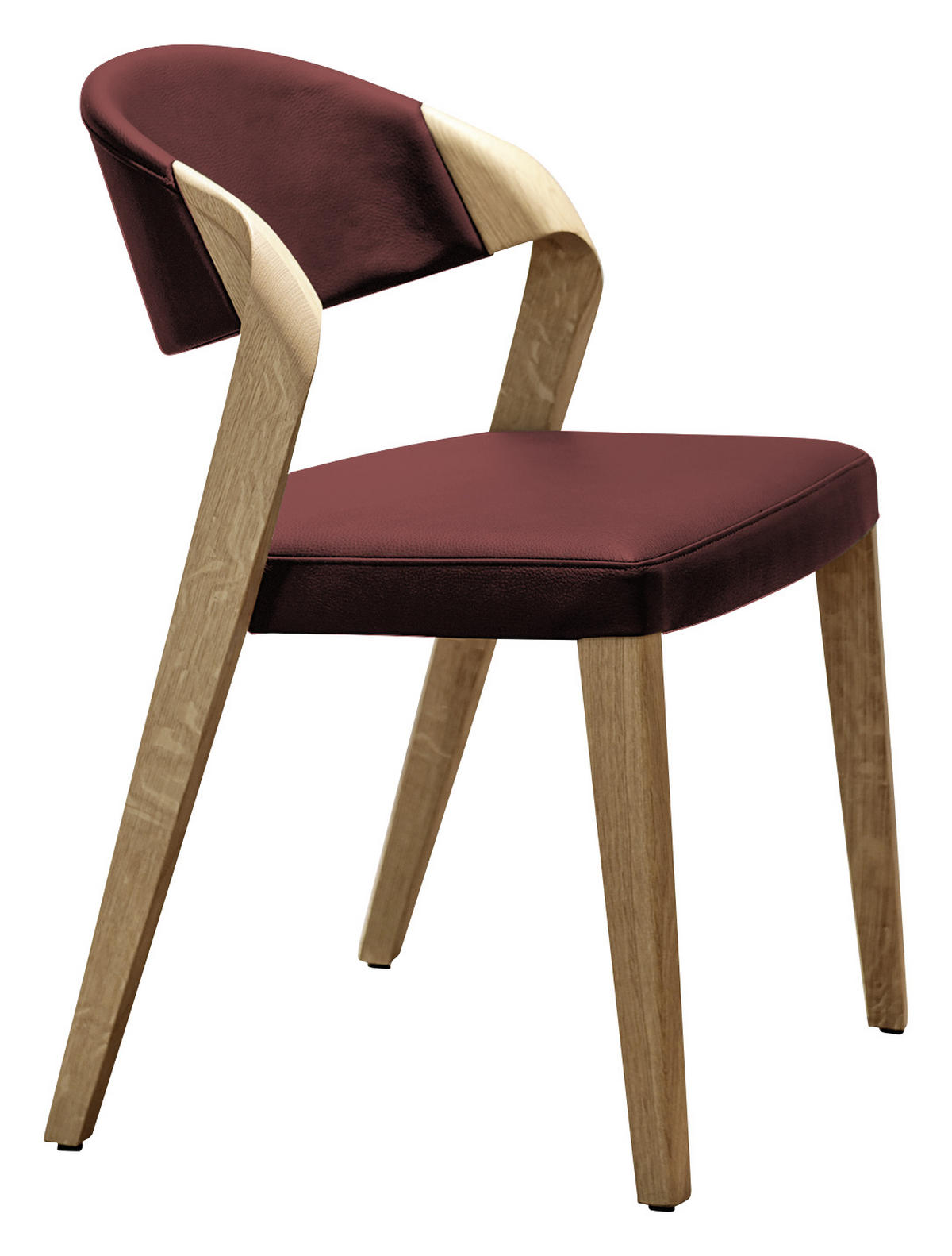 STUHL  in Echtleder pigmentiert  - Eichefarben/Rot, Natur, Leder/Holz (53/82/57cm) - Voglauer