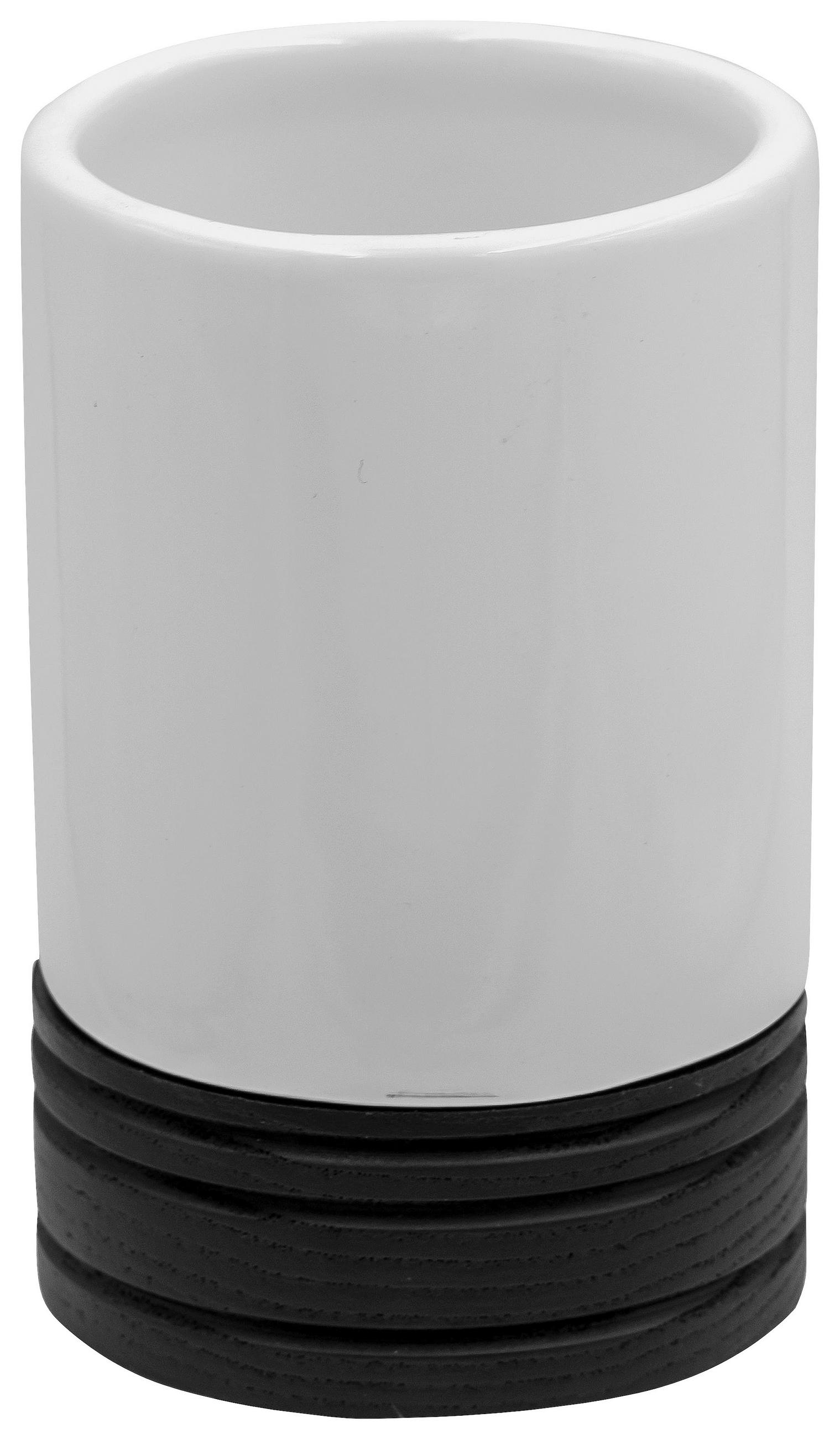 ZAHNPUTZBECHER Holz, Keramik  - Schwarz/Weiß, Basics, Holz/Keramik (7/11cm) - Sadena