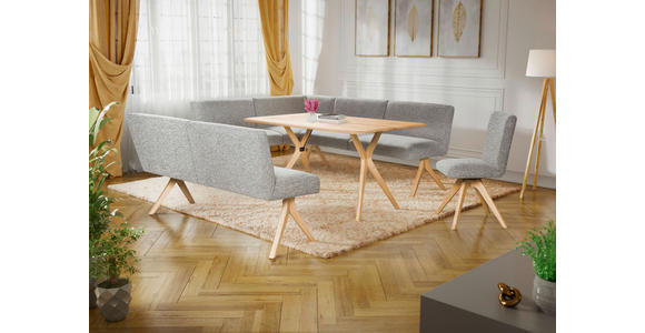 ECKBANK 172/218 cm Webstoff Hellgrau Eiche vollmassiv   - Eichefarben/Hellgrau, KONVENTIONELL, Holz/Textil (172/218cm) - Linea Natura