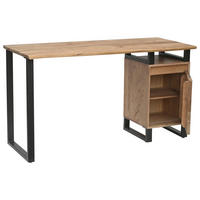 SCHREIBTISCH 145/60/80 cm Schwarz, Akaziefarben  - Schwarz/Akaziefarben, MODERN, Holz/Metall (145/60/80cm) - Livetastic