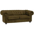 CHESTERFIELD-SOFA Webstoff Khaki  - Wengefarben/Khaki, LIFESTYLE, Holz/Textil (206/76,5/96cm) - Landscape