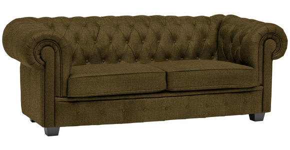 CHESTERFIELD-SOFA Webstoff Khaki  - Wengefarben/Khaki, LIFESTYLE, Holz/Textil (206/76,5/96cm) - Landscape