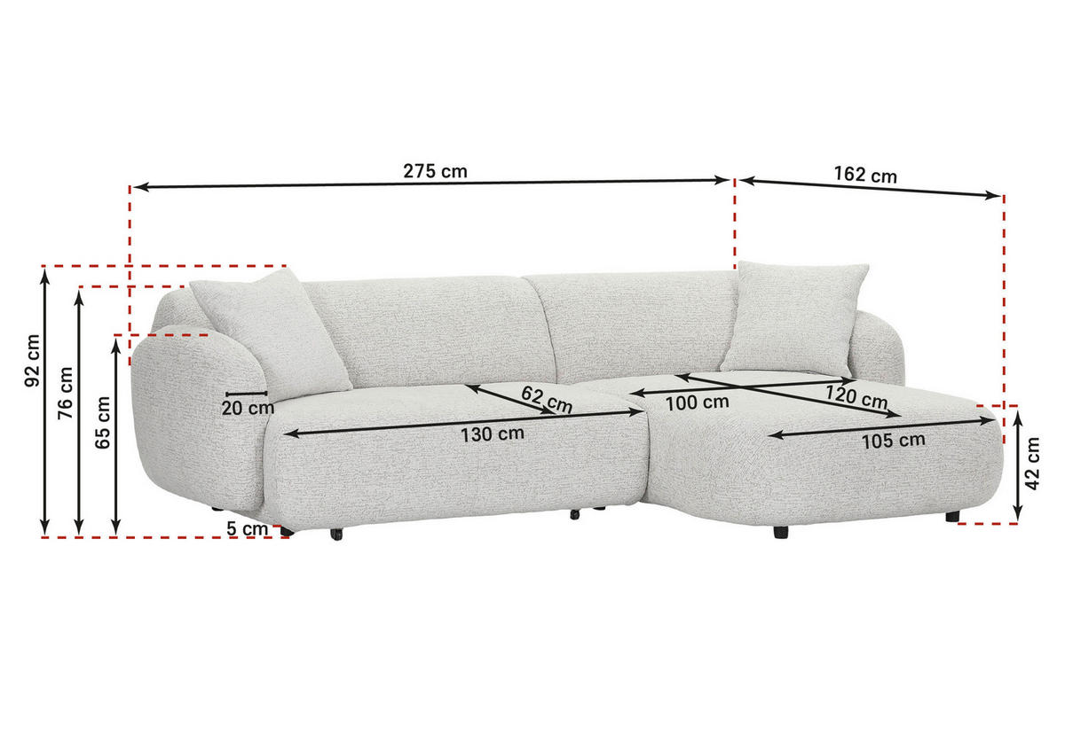 ECKSOFA  in Flachgewebe Mintgrün Zierkissen, Rücken echt, Sitztiefenverstellung  275/162 cm  - Schwarz/Mintgrün, MODERN, Kunststoff/Textil (275/162cm) - Carryhome