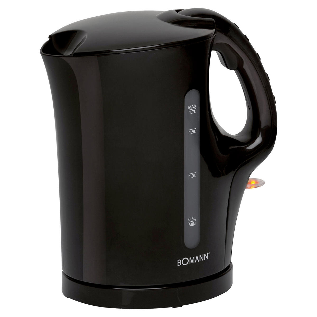 WASSERKOCHER 1,7 L  - Schwarz, Basics, Kunststoff (13,4/25,0/21,7cm) - Bomann