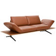 2,5-SITZER  in Echtleder Braun   - Schwarz/Braun, Design, Leder/Metall (236/115/88cm) - Dieter Knoll