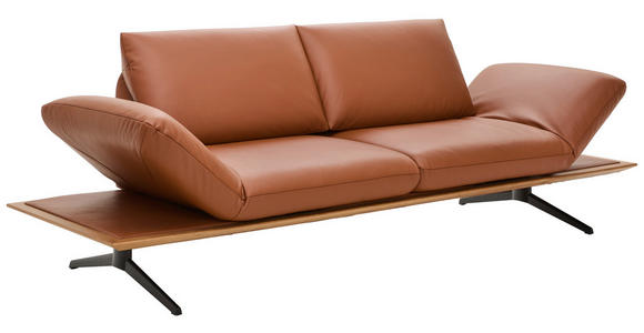 2,5-SITZER  in Echtleder Braun   - Schwarz/Braun, Design, Leder/Metall (236/115/88cm) - Dieter Knoll