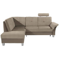 ECKSOFA Schlammfarben, Beige Webstoff  - Schlammfarben/Beige, KONVENTIONELL, Holz/Textil (196/245cm) - Livetastic