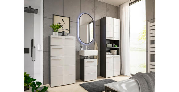 HOCHSCHRANK 60/190/31 cm  - Chromfarben/Weiß Hochglanz, KONVENTIONELL, Holzwerkstoff/Kunststoff (60/190/31cm) - Xora