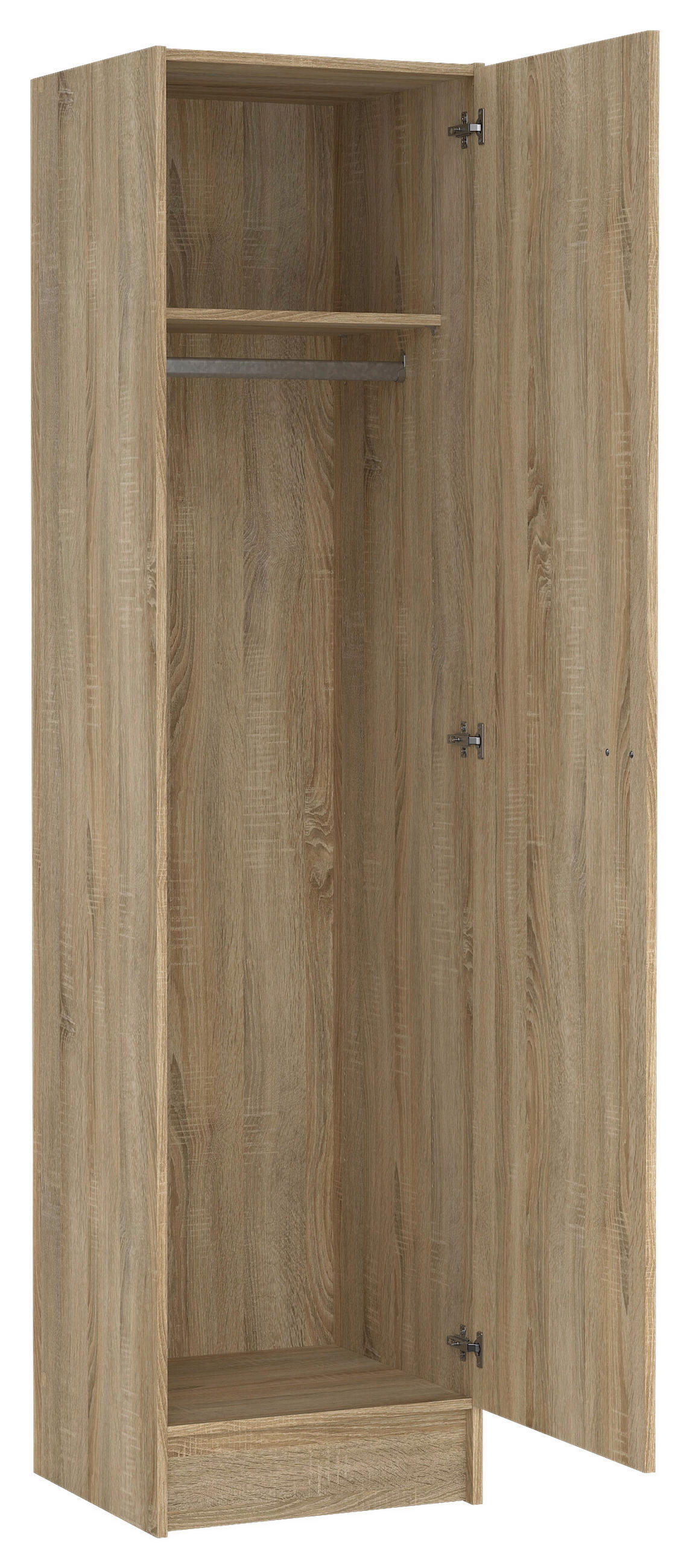 DREHTÜRENSCHRANK 49,2/200/47,1 cm 1-türig Eichefarben  - Eichefarben/Silberfarben, Basics, Holzwerkstoff/Metall (49,2/200/47,1cm) - MID.YOU
