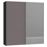 SCHWEBETÜRENSCHRANK  in Schwarz, Dunkelgrau  - Dunkelgrau/Silberfarben, Design, Glas/Holzwerkstoff (203/220/65cm) - Jutzler