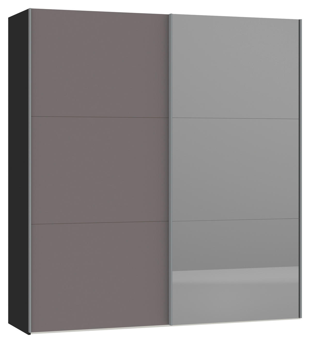 SCHWEBETÜRENSCHRANK  in Schwarz, Dunkelgrau  - Dunkelgrau/Silberfarben, Design, Glas/Holzwerkstoff (203/220/65cm) - Jutzler