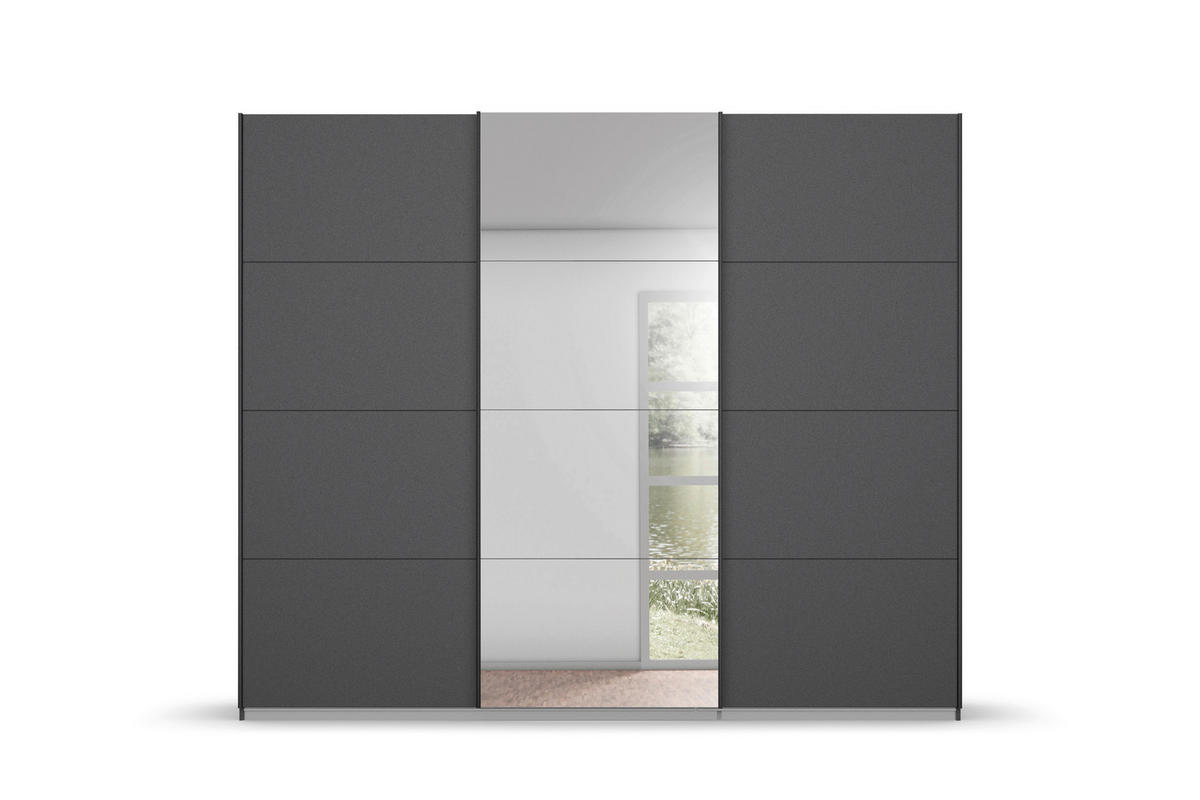 Dulap Cu Uși Culisante, 271/229/62 cm, gri - gri, Modern, sticlă/metal (271/229/62cm) - Ti'me