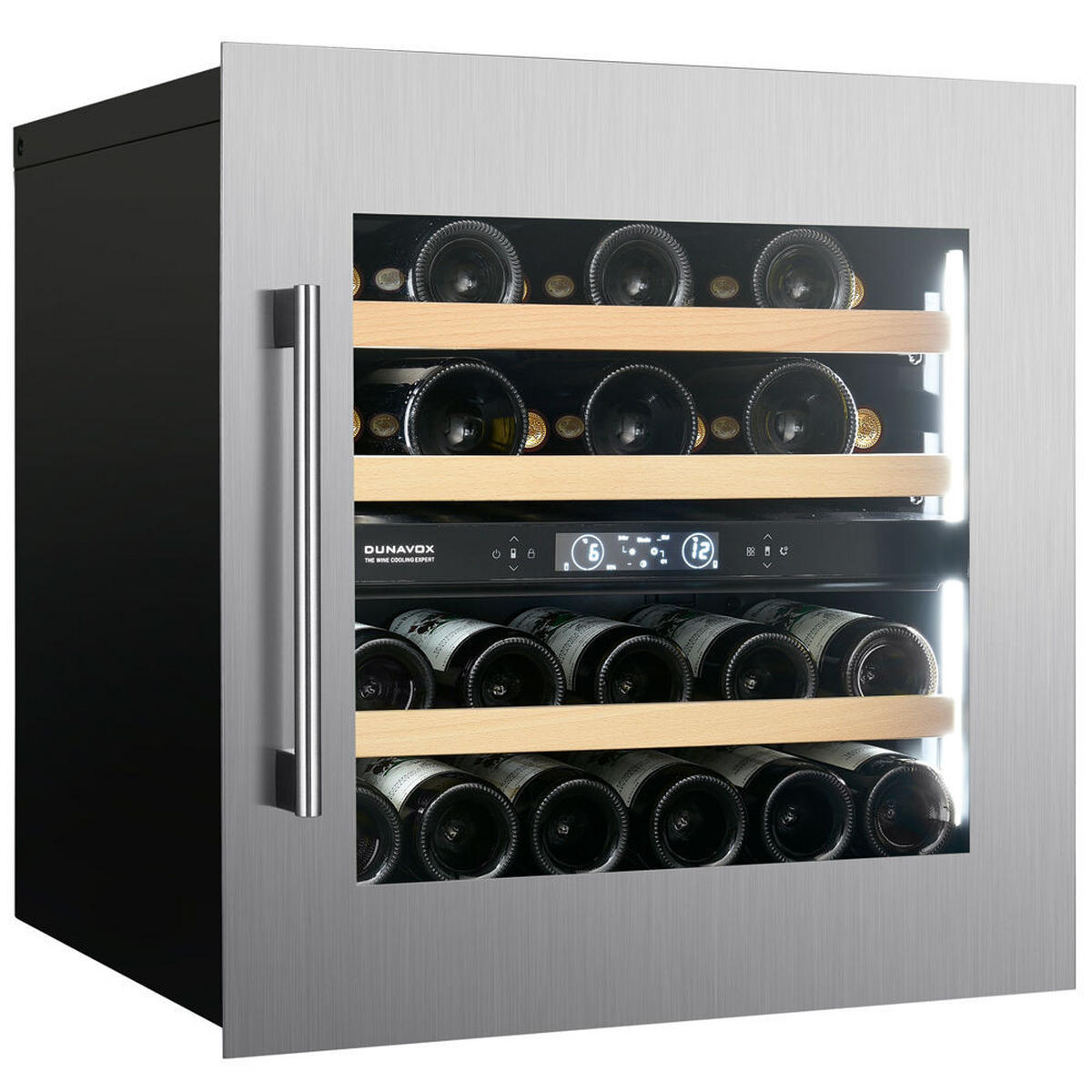 WEINKÜHLSCHRANK DVS-25.65DSS  - Edelstahlfarben, Basics, Glas/Holz (59/59,6/57,1cm)