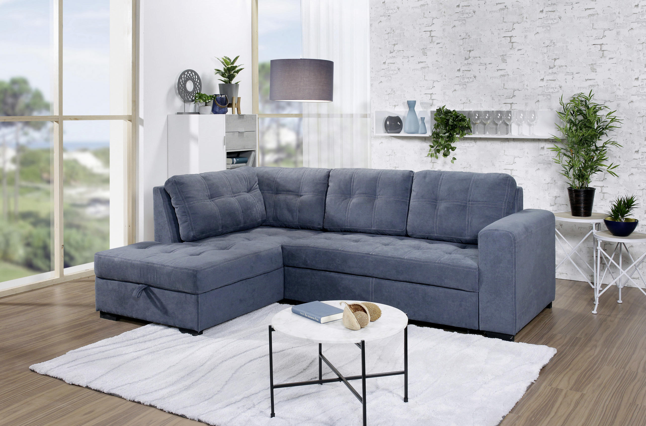 KUTNA GARNITURA tekstil  tamno plava   - tamno plava, Design, tekstil (172/246/80cm) - Xora