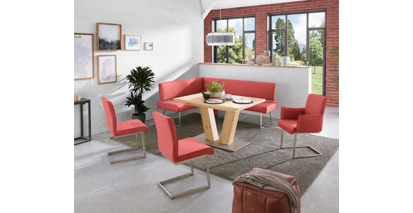 ECKBANK  in Rot, Edelstahlfarben  - Edelstahlfarben/Rot, Design, Textil/Metall (160/219cm) - Dieter Knoll