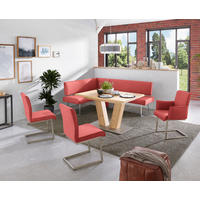 ECKBANK in Metall, Textil Rot, Edelstahlfarben  - Edelstahlfarben/Rot, Design, Textil/Metall (160/208cm) - Dieter Knoll