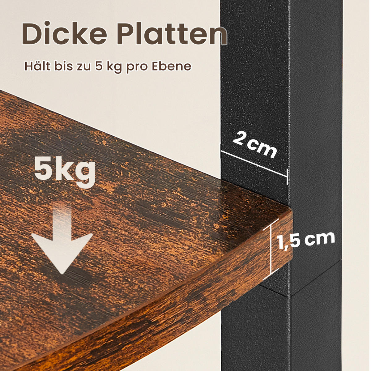 ECKREGAL - Schwarz/Braun, Basics, Holzwerkstoff/Metall (30/160/30cm) - Boxxx