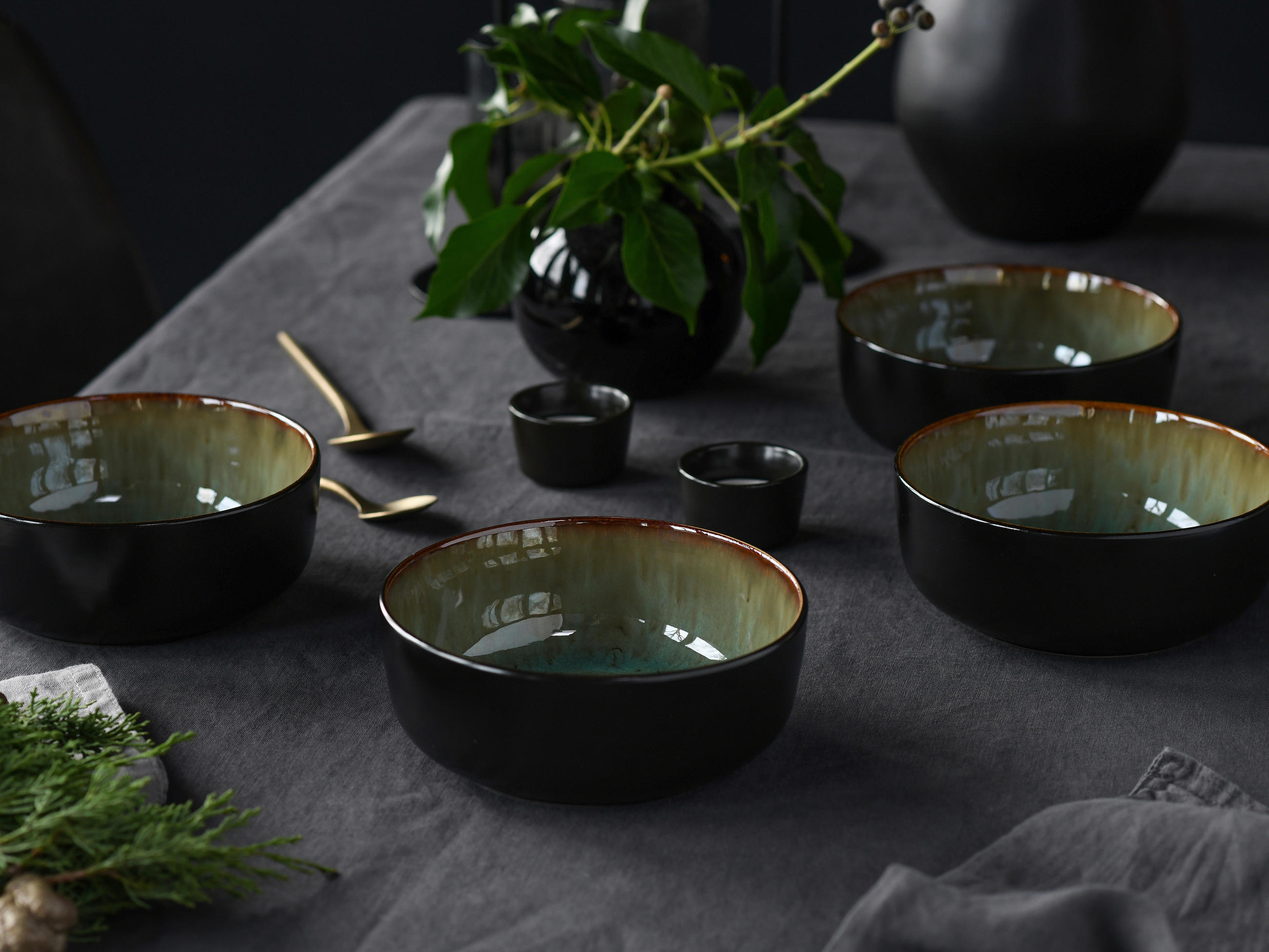 MÜSLISCHALENSET 6-teilig  - Grün, Basics, Keramik (31/17,5/18,5cm) - Creatable
