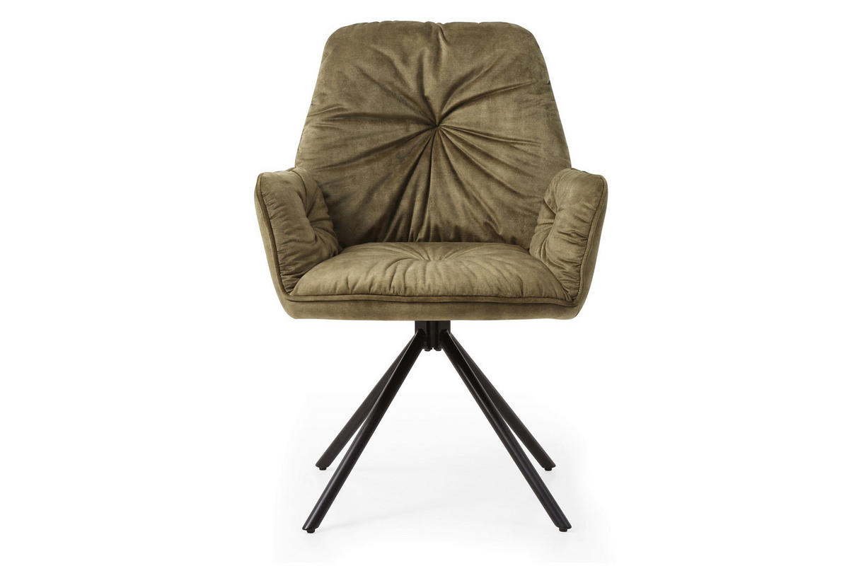 ARMLEHNSTUHL  in Samt, Velours  - Schwarz/Grün, MODERN, Textil/Metall (61/90/59cm) - Livetastic