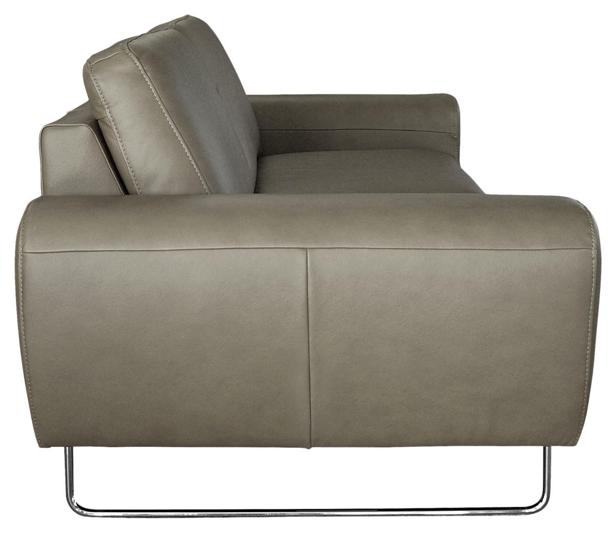 2-SITZER-SOFA in Echtleder Grau  - Chromfarben/Grau, Design, Leder/Metall (177/85/92cm) - Livetastic