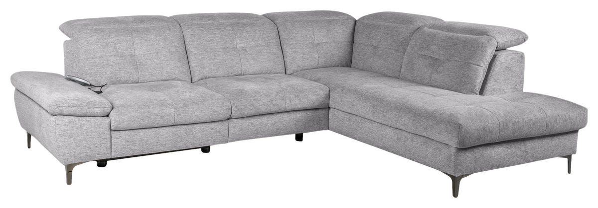 ECKSOFA Greige Webstoff  - Greige/Schwarz, KONVENTIONELL, Textil/Metall (288/225cm) - Carryhome