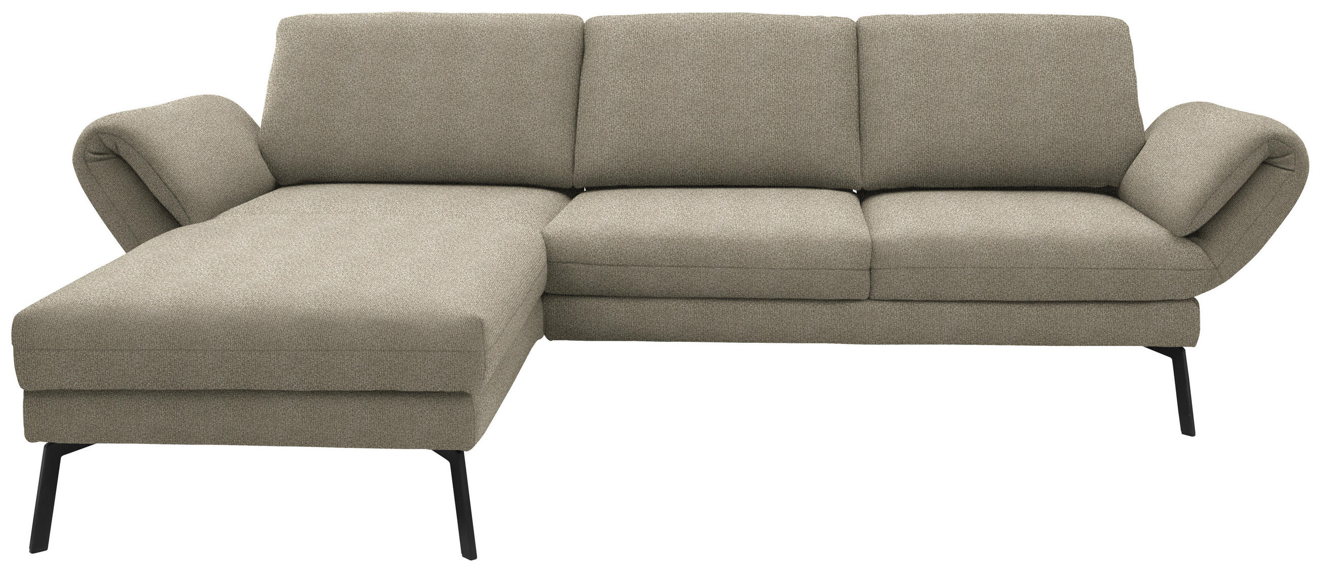 ECKSOFA  in Flachgewebe Sandfarben  175-224/255-365 cm  - Sandfarben/Schwarz, Design, Textil/Metall (175-224/255-365cm) - Dieter Knoll