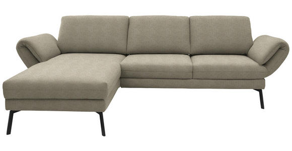 ECKSOFA  in Flachgewebe Sandfarben  175-224/255-365 cm  - Sandfarben/Schwarz, Design, Textil/Metall (175-224/255-365cm) - Dieter Knoll