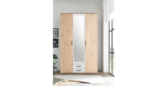 DREHTÜRENSCHRANK  in Weiß, Eiche Artisan  - Anthrazit/Eiche Artisan, KONVENTIONELL, Glas/Holzwerkstoff (119,6/196,3/53,5cm) - Carryhome