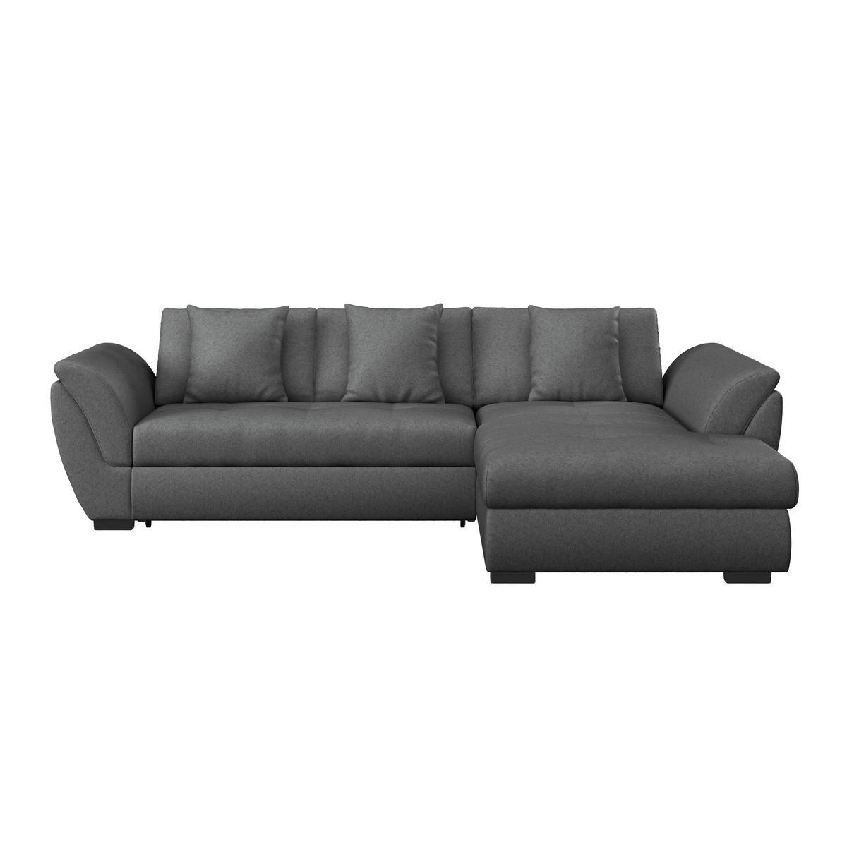 ECKSOFA in Webstoff Anthrazit  - Anthrazit/Schwarz, Design, Kunststoff/Textil (278/187cm) - Livetastic