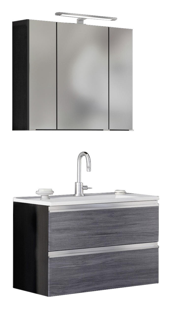 BADEZIMMER Silberfarben, Eichefarben - Eichefarben/Silberfarben, Basics, Holzwerkstoff/Stein (80cm) - MID.YOU