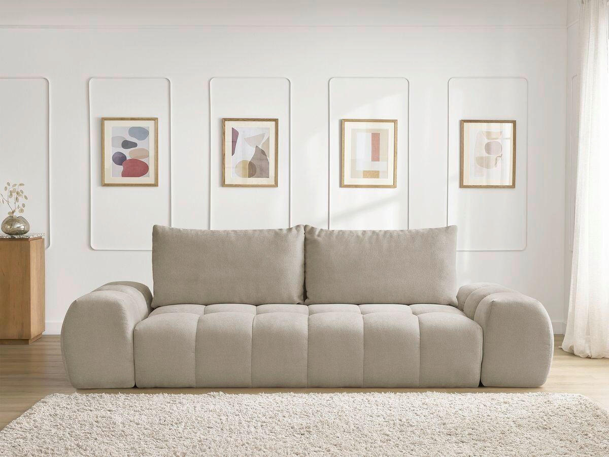 SCHLAFSOFA EVEREST  mit Rücken echt, Armteil links, Armteil rechts Struktur Taupe  - Taupe/Schwarz, MODERN, Kunststoff/Textil (278/90/115cm)