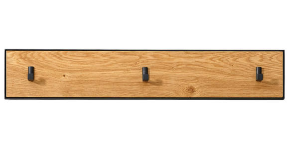 HAKENLEISTE  in Wildeiche furniert Anthrazit, Eichefarben  - Eichefarben/Anthrazit, Natur, Holz/Metall (85/12/3cm) - Linea Natura