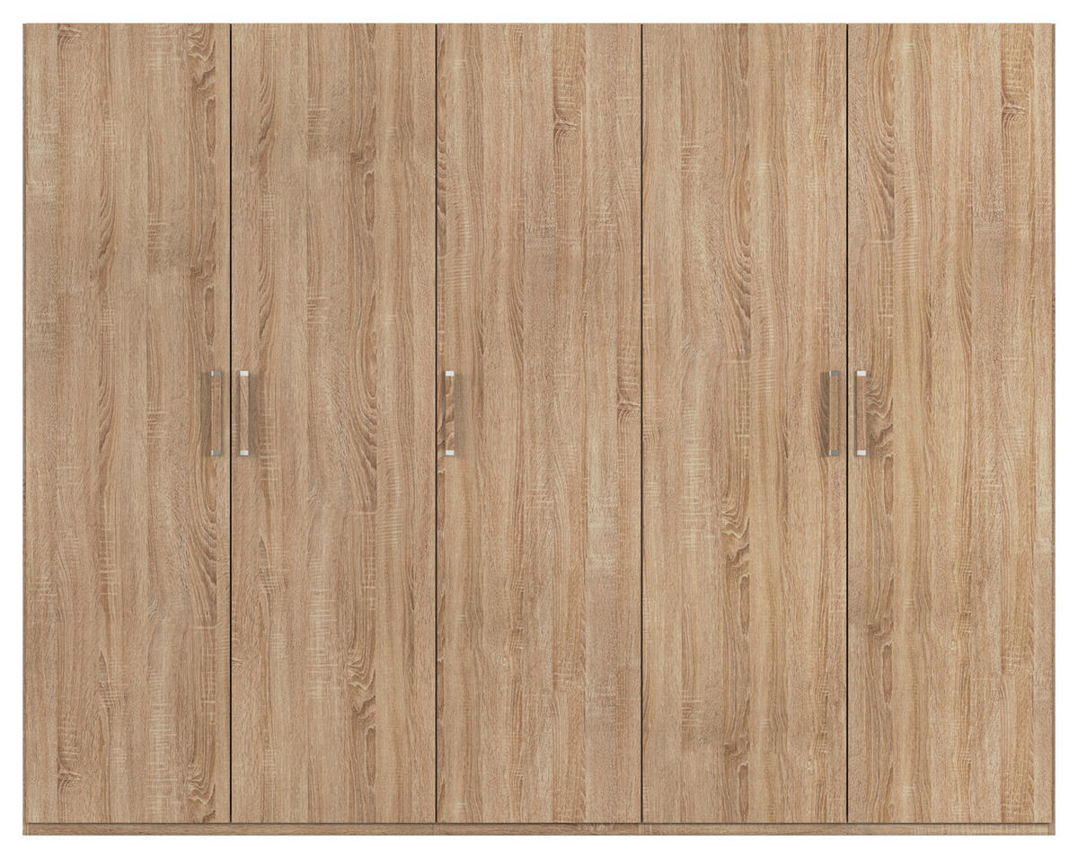 DREHTÜRENSCHRANK 251/197/60 cm 5-türig Sonoma Eiche  - Silberfarben/Sonoma Eiche, Design, Holzwerkstoff/Kunststoff (251/197/60cm) - Novel