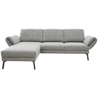 ECKSOFA in Flachgewebe Blaugrau  175-224/255-365 cm  - Blaugrau/Schwarz, Design, Textil/Metall (175-224/255-365cm) - Dieter Knoll