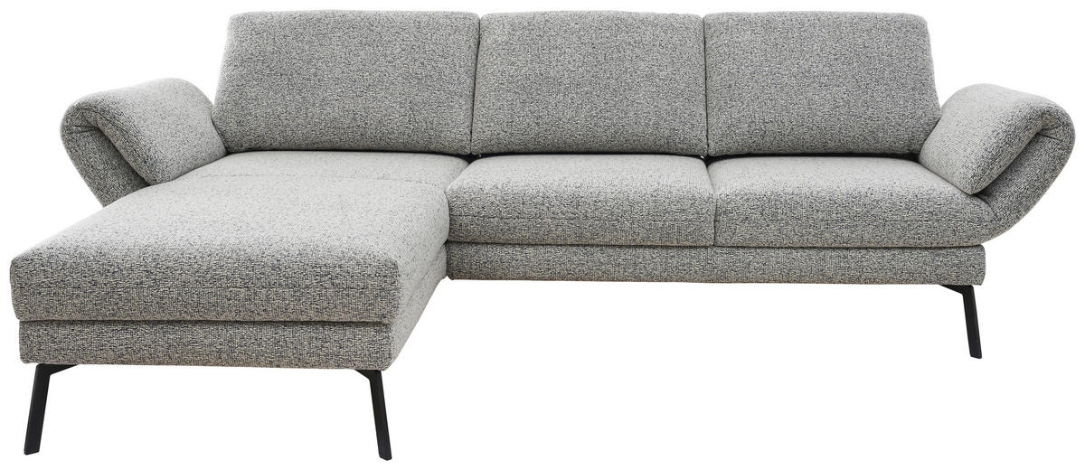 ECKSOFA in Flachgewebe Blaugrau  175-224/255-365 cm  - Blaugrau/Schwarz, Design, Textil/Metall (175-224/255-365cm) - Dieter Knoll