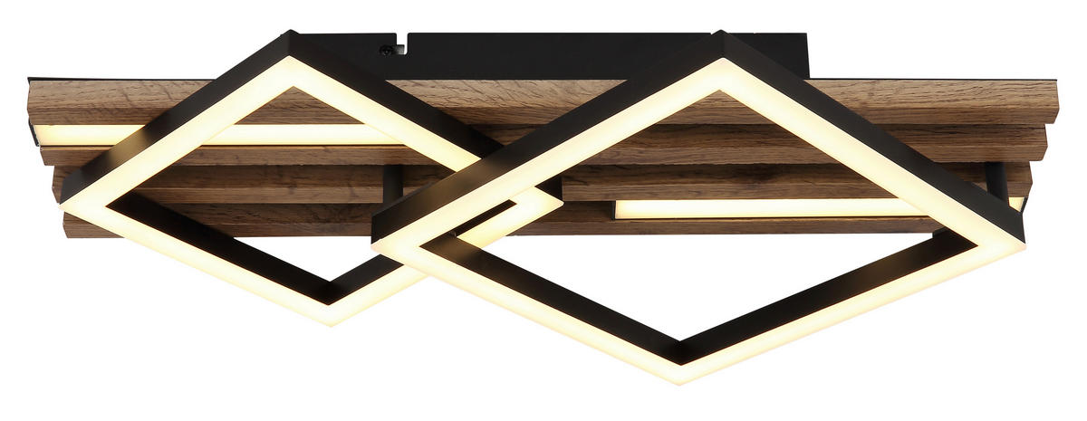 STROPNÍ LED SVÍTIDLO, 47,5/31/9,5 cm - bílá/tmavě hnědá, Natur, kov/kompozitní dřevo (47,5/31/9,5cm) - Globo