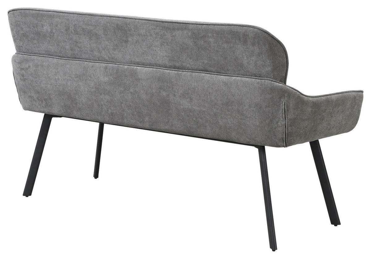 SITZBANK in Metall, Textil Schwarz, Dunkelgrau  - Dunkelgrau/Schwarz, MODERN, Textil/Metall (140/90/62cm) - MID.YOU