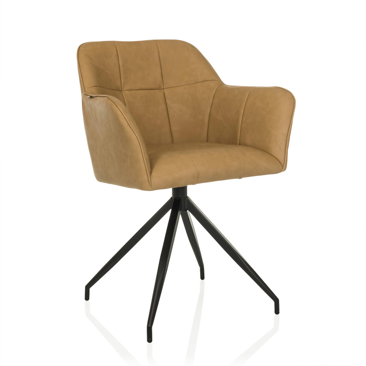 ARMLEHNSTUHL  in Lederlook  - Cognac/Schwarz, MODERN, Leder/Metall (61/90/56cm) - MID.YOU
