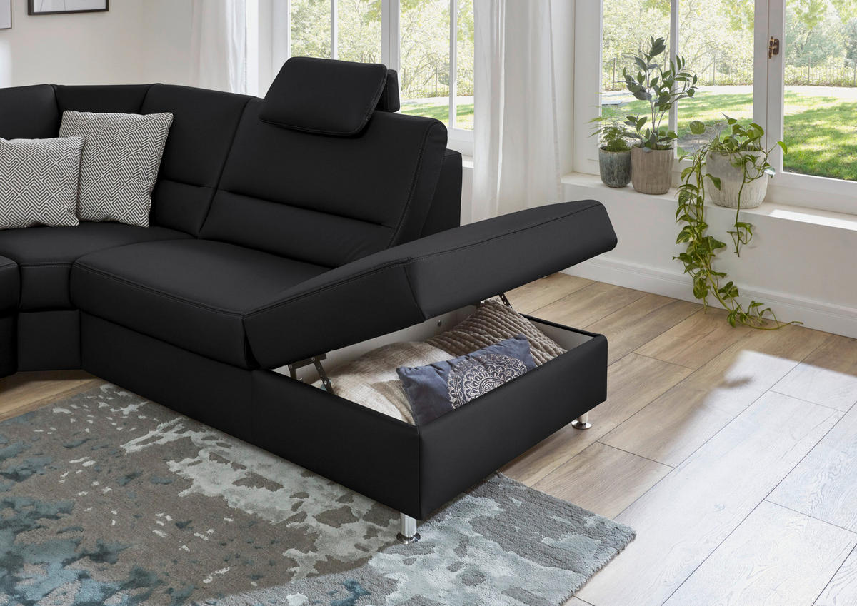 ECKSOFA in Echtleder Anthrazit  - Anthrazit/Beige, Design, Leder/Metall (288/249cm) - Beldomo Premium