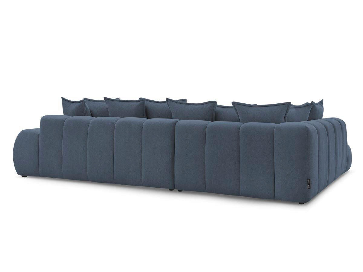 ECKSOFA Ottomane links  EVEREST Dunkelblau Flachgewebe  - Schwarz/Dunkelblau, MODERN, Kunststoff/Textil (210/352cm)