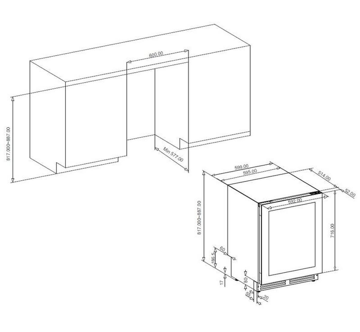 WEINKÜHLSCHRANK AVU50PLATINUM  - Schwarz, Basics, Glas/Holz (59,5/81,7/57,0cm)