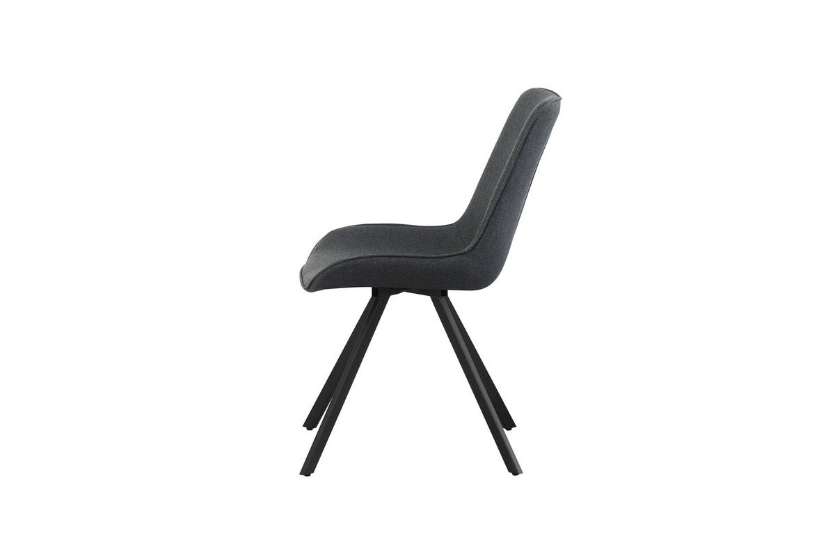 STUHL-SET 2 Stück  in Webstoff Textil  - Anthrazit/Schwarz, MODERN, Textil/Metall (52/85/61cm) - MID.YOU