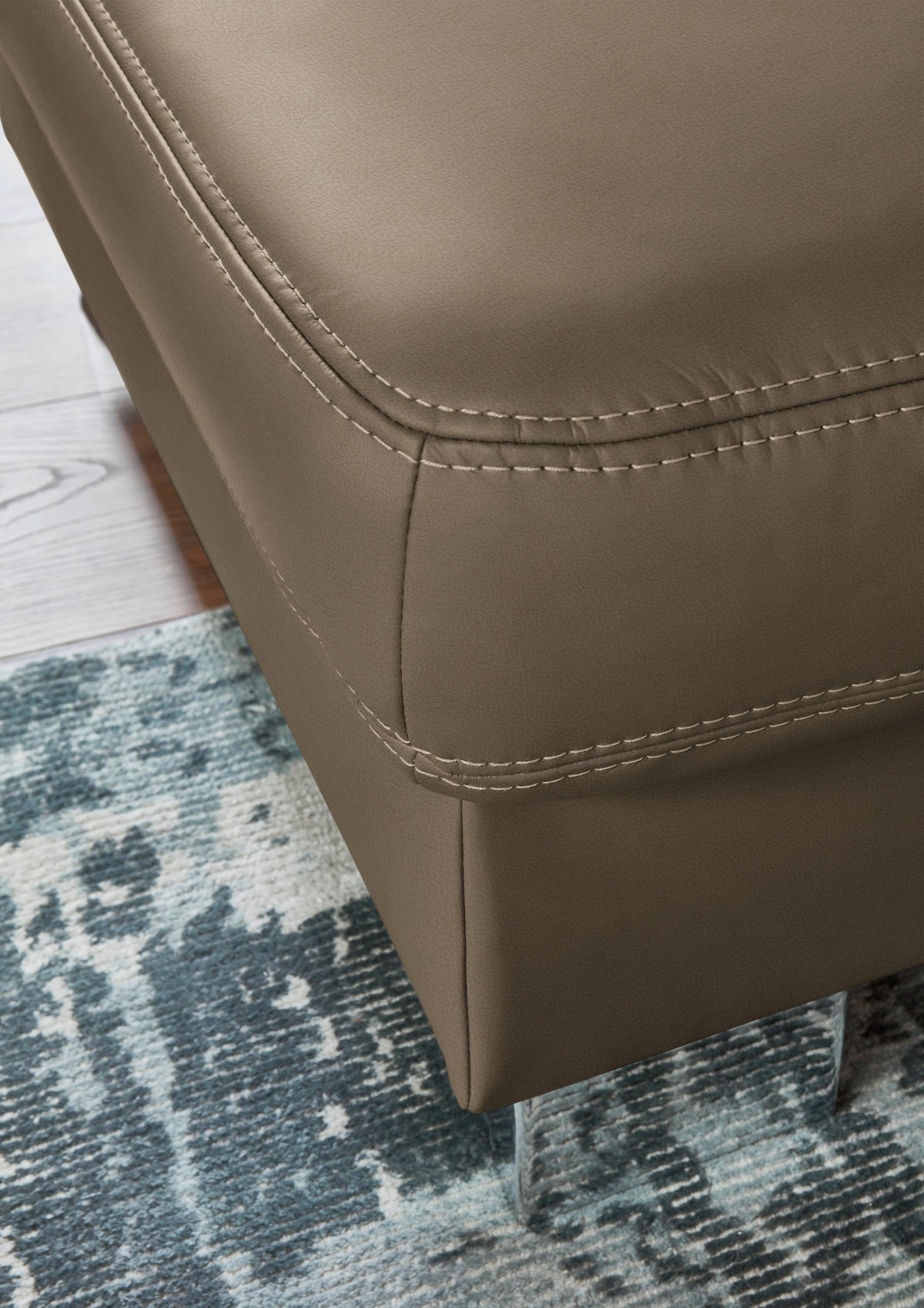 ECKSOFA  in Echtleder Graubraun  235/248 cm  - Graubraun/Alufarben, Design, Leder/Metall (235/248cm) - Beldomo Premium