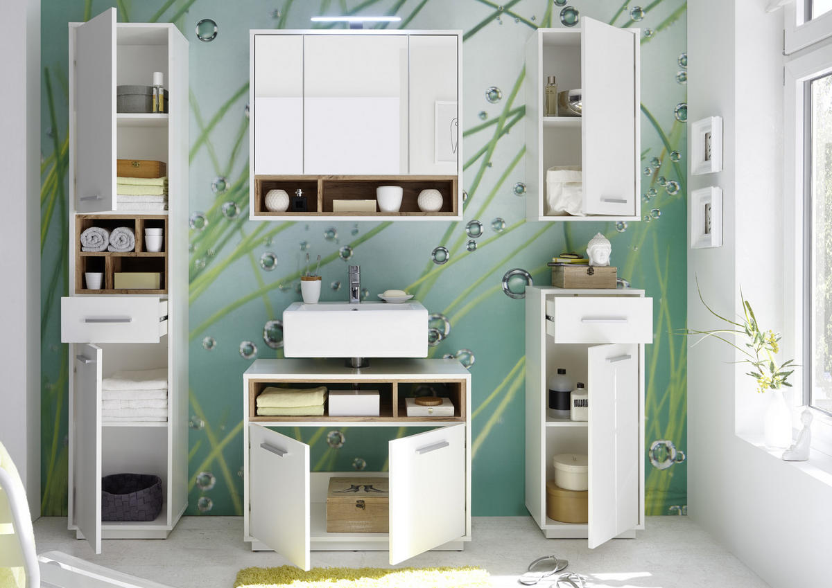 WASCHBECKENUNTERSCHRANK 80/64/40 cm  - Eichefarben/Alufarben, Design, Holzwerkstoff/Kunststoff (80/64/40cm) - MID.YOU