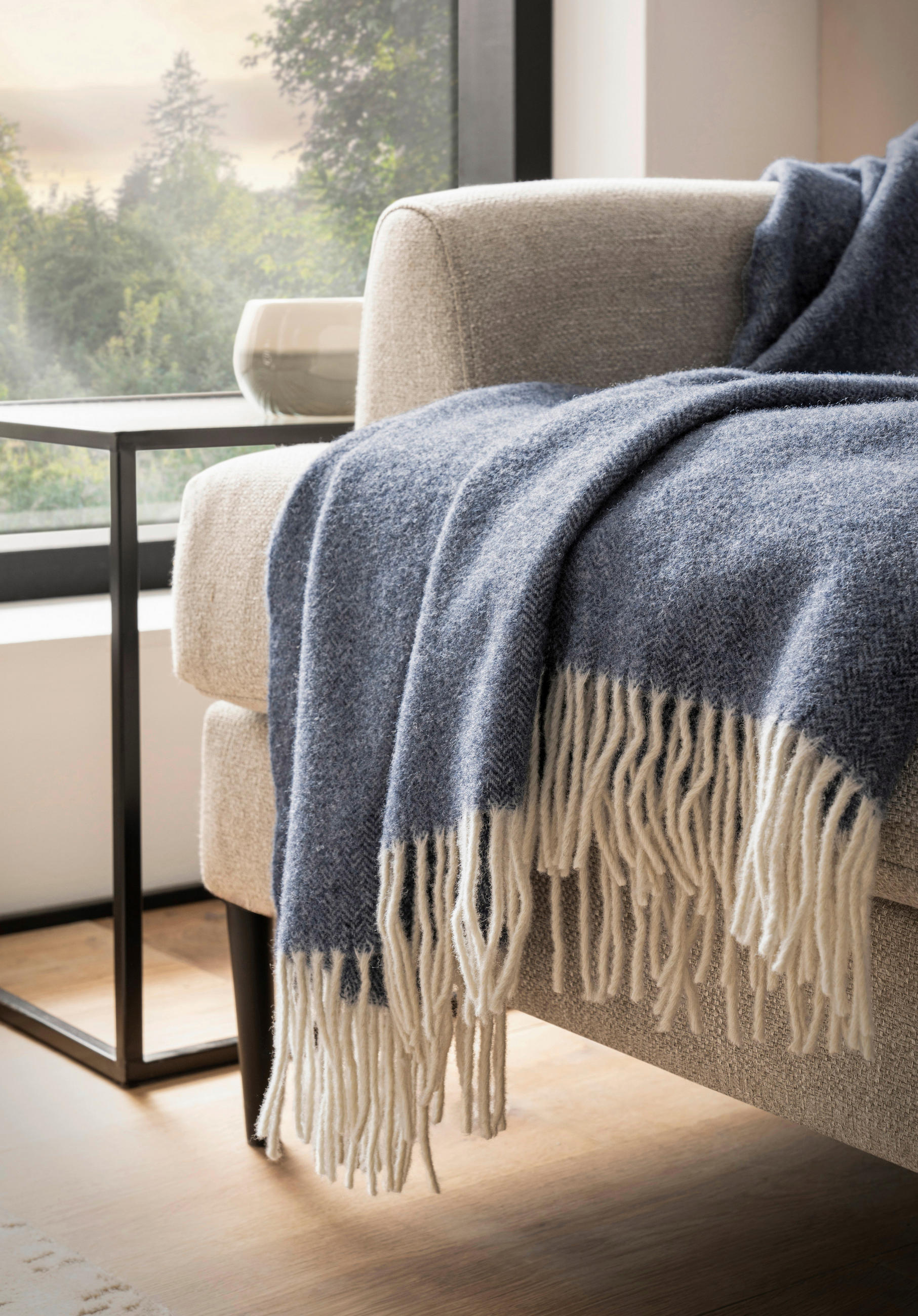 PLAID 150/200 cm  - Blau, Basics, Textil (150/200cm) - Bugatti